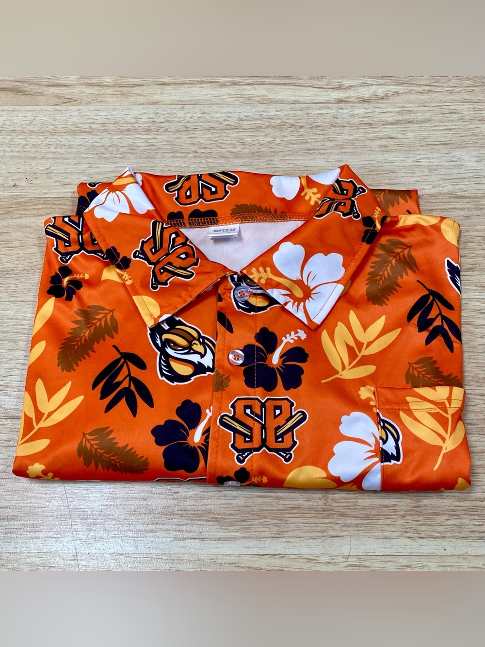 Schaumburg Boomers Baseball Shirt Adult XL Orange Tropical Hawaiian Button Up
